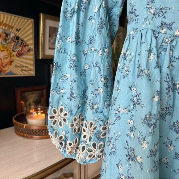 Anthropologie / A Collective Story Embroidered Balloon Sleeve Eyelet Dress XS - Picture 4 of 14